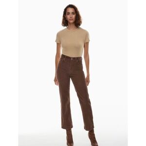 Aritzia DENIM FORUM The Arlo High Rise Straight Corduroy Pants Brown 32W‎ 28L